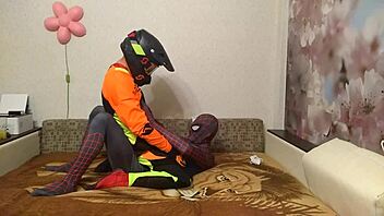 Gay Spiderman Fucks Motocross Rider Raw