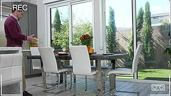 Cute Tight Blonde Thanks Stepdad for Big Cock on Thanksgiving