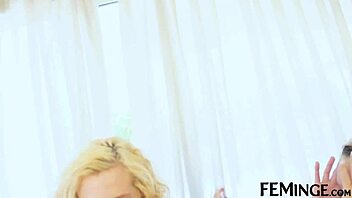 Feminge 4K - Stunning Lesbians Finger Each Other with Toys