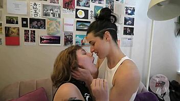 belle erotic dominates laurel serene on reverse casting couch with sensual moves