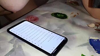 my girlfriend uses her phone with big boobs - lesbian illusion girls