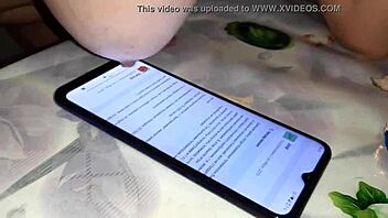 my girlfriend uses her phone with big boobs - lesbian illusion girls