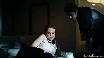 Damn, classy petite teen 18+ gets pounded after steamy oral play! What a fantasy!