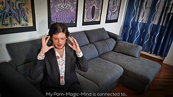 Sweet adorable redhead swallows cum after blowjob with feet up pov