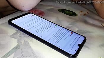 my girlfriend uses her phone with big boobs - lesbian illusion girls