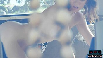 Blonde Toni Maria, a petite Latina teen model, performs a solo striptease for Playboy, revealing her alluring assets.