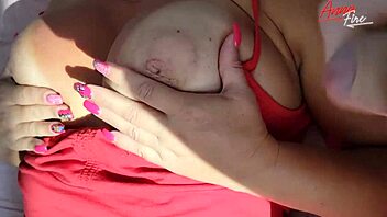 Stepmother enjoys semen on her large breasts