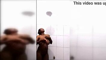 Huge Titted Black Cutie Enjoys Intense Shower