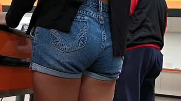 voyeur catches ass in the supermarket, hidden camera reveals everything