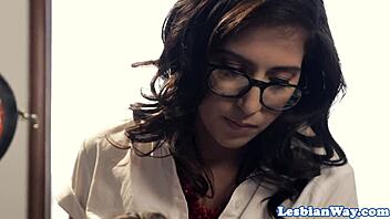 Beautiful lesbian babes with big tits lick trimmed pussies orally