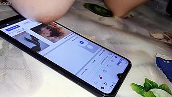 my girlfriend uses her phone with big boobs - lesbian illusion girls