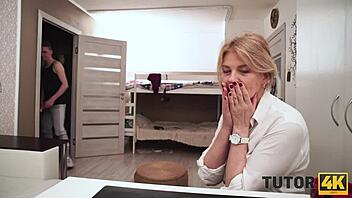 tutor4k guy blackmails teacher to get naked and fuck 😏.