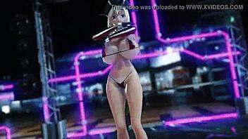 Bismarck from Kancolle cosplayer dances with her ample breasts