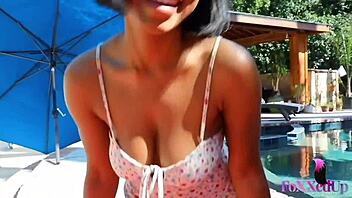 Ebony and ivory beauties indulge in a steamy threesome