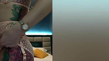 Passionate Shemale Jerks Off Big Tits In Bathroom