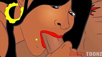 Curvy cartoon character showcases her booty on a big black cock