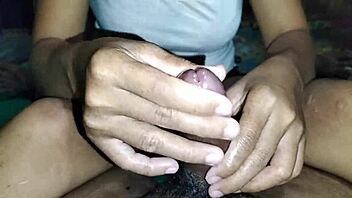 Wife's Friend Expertly Jerks Cock To Cum