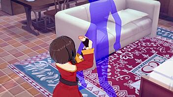 Konosuba hentai - megumin handjob with cumshot in her face - japanese asian manga anime game porn