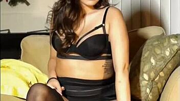 kenza rips her clothes for spanking and pussy play in lingerie stockings