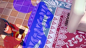 Konosuba hentai - megumin handjob with cumshot in her face - japanese asian manga anime game porn