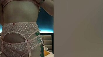 Passionate Shemale Jerks Off Big Tits In Bathroom