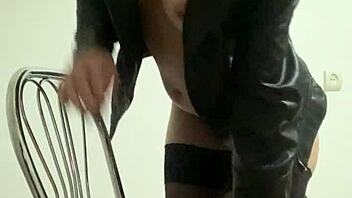 Sexy girl masturbating solo on a chair!