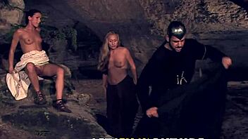 Cavern Men Fuck Two Slutty Possessions Outdoors