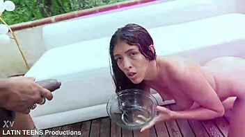 Gemma Leone gets her mouth filled with cum during a wild orgy