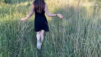 A Russian woman flaunts her big ass in public and gets pounded