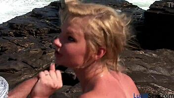 A stunning blonde with flawless large breasts enjoys a threesome, including anal sex, a big black cock, and a facial cumshot