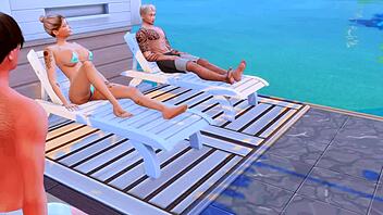 Damn! Stepson SLAMS stepmom's ass in hentai while stepdad watches!