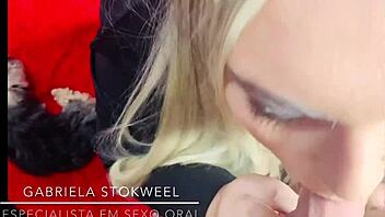 Does this brazilian blonde give deepthroat blowjob to monster cock?