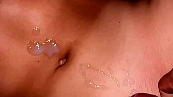 cumming on her hot body as she begs to fill her with cum