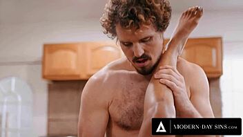 modern-day sins - horny cali caliente sneaks double creampie in kitchen