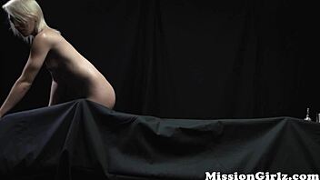 Innocent Mormon girl uses giant dildos