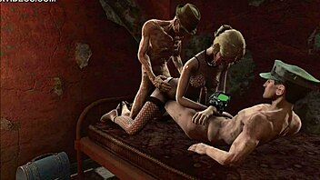 In Fallout 4, Katsu has a sexy threesome with blonde teens