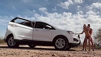 blonde couple caught naked in public sex