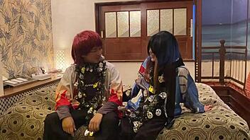 Japanese Wife in Costume Sucks and Gets Creampied