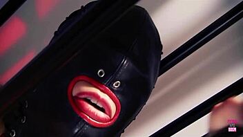 Naughty brunette escapes her tight cage to worship hot beauty.