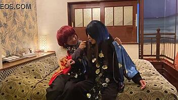 Japanese Wife in Costume Sucks and Gets Creampied