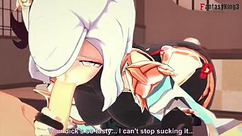 Shenhe Gives Passionate Blowjob POV in Genshin Impact