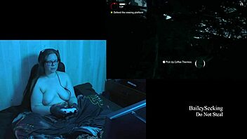 Naked Alan Wake playthrough part 3 with big tits brunette.