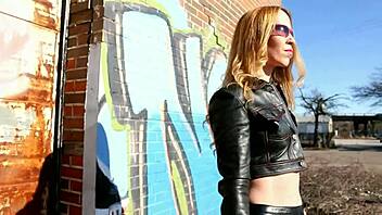 Amateur couple explores BDSM with black leather outfits and shoes