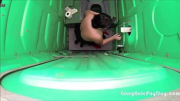 Latina Enjoys Swallowing Cum In A Public Porta Potty Glory Hole.