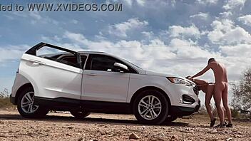 blonde couple caught naked in public sex