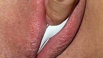 hidden cameltoe reveals tiny clit for playful orgasm