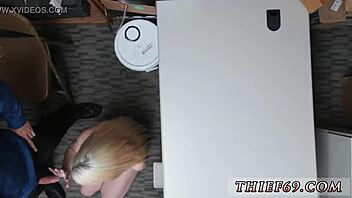 Blonde Teen Strips In Bathroom For Double Trouble With Police!