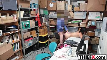 That teen burglar spreads her legs in the garage to avoid punishment, giving a blowjob