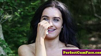 beautiful uk girl gets facial after blowjob