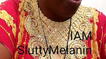 Ebony milf solo masturbation session